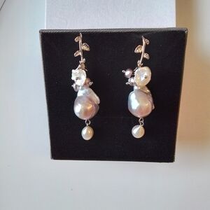 Freshwater Flameball Pearl Drop Earrings